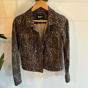 Leopard print jean jacket
